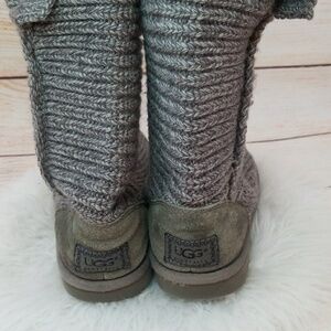 UGG knee high sweater knit 3 button gray grey pull on fall winter boots sz 5